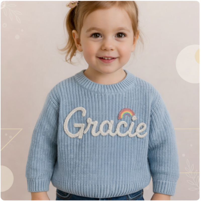 TinyStitch – Jersey de punto personalizado con nombre para niños