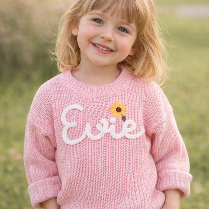 TinyStitch – Jersey de punto personalizado con nombre para niños