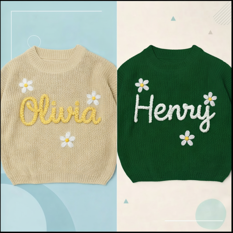 TinyStitch – Jersey de punto personalizado con nombre para niños