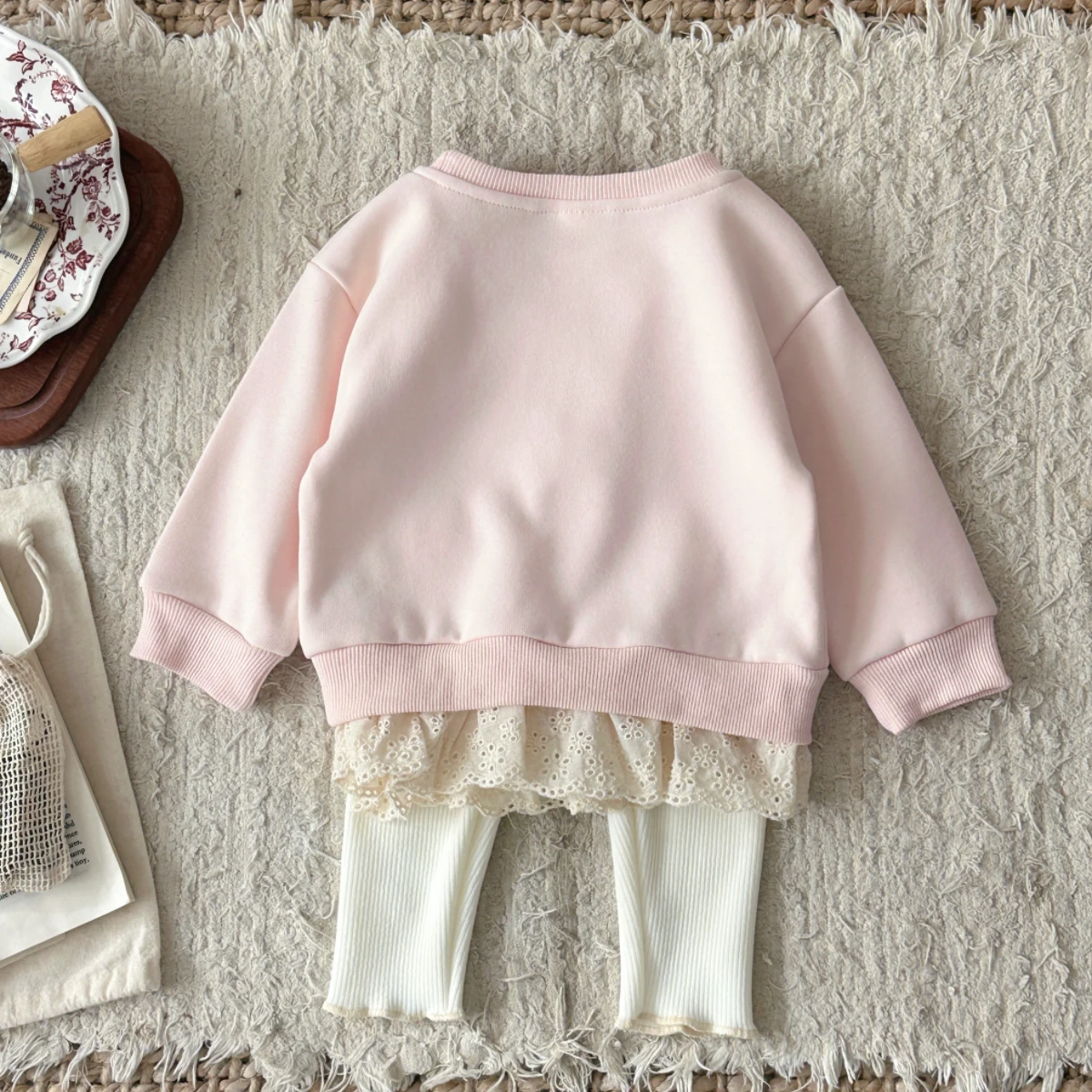 LittleAngel – Suave y elegante: conjunto para bebé con jersey y pantalones elásticos