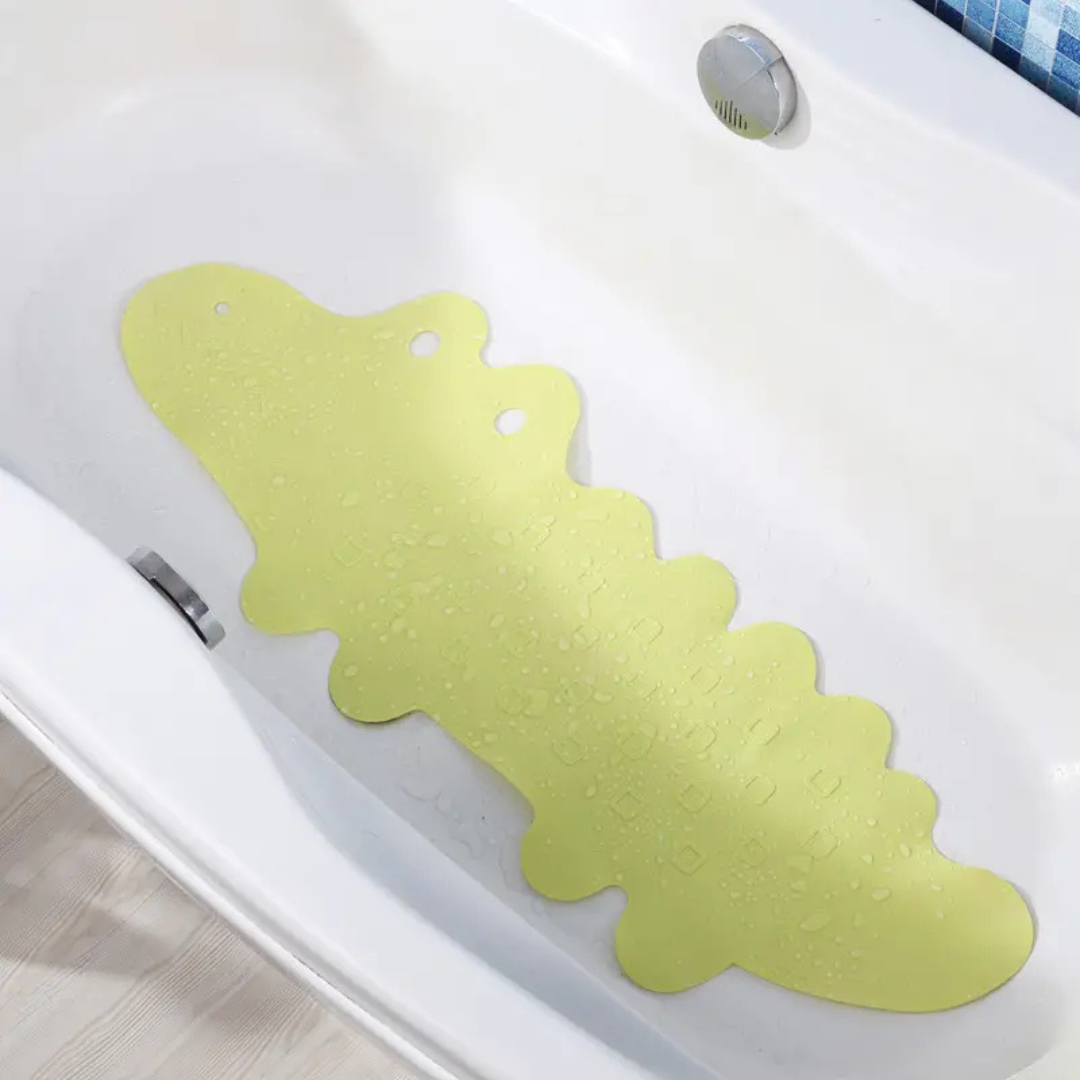 AquaJoy – Antideslizante y seguro: alfombra de baño para niños con forma de cocodrilo