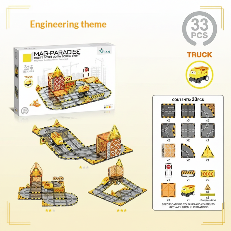 Magnetic Road Blocks – Creativo y educativo – Kit de construcción «Caminos magnéticos»