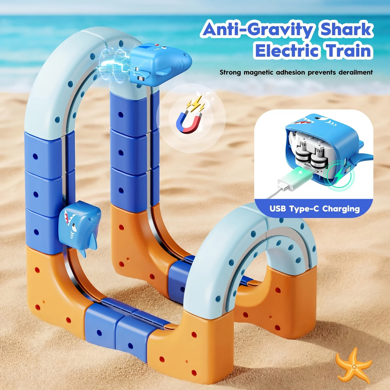 SharkRail – Divertido e interactivo – Circuito de tren eléctrico