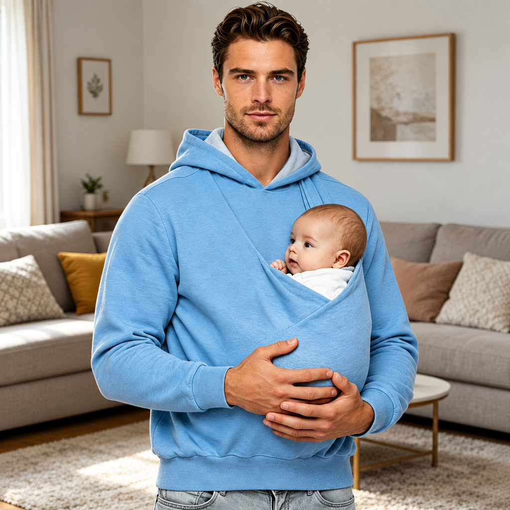 CuddleDad – Cómoda y práctica: sudadera con capucha para hombre con bolsillo tipo canguro