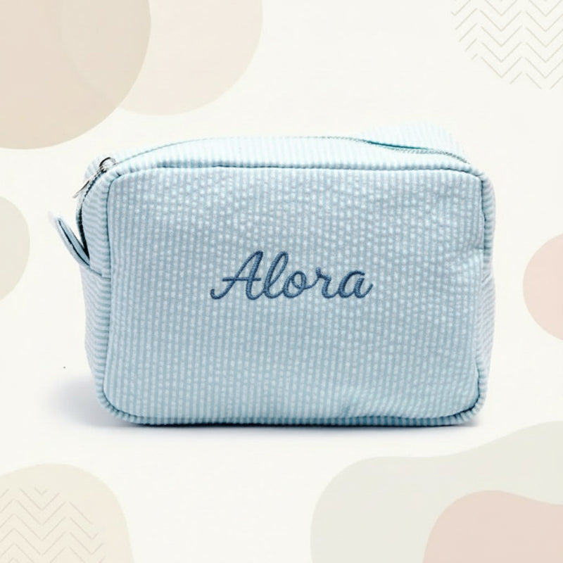 Striped Name Pouch – Personalizado y con estilo: neceser de maquillaje