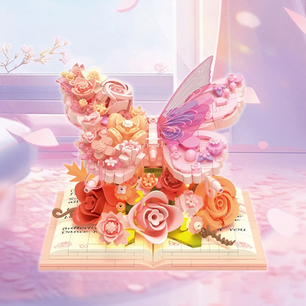 BloomBook – Romántico y creativo: libro de flores en 3D con rosas y mariposas