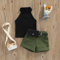 Thumbnail for MiniFashionista – Elegancia y tendencias – Conjunto para niñas con camiseta, pantalones cortos y riñonera