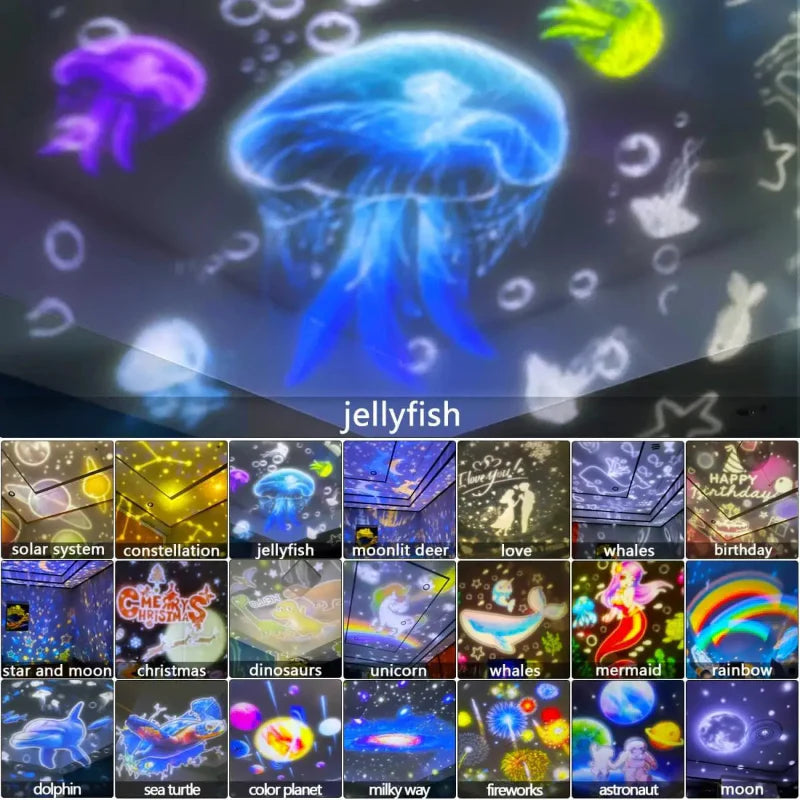 CosmoGlow – Soñador y creativo: lámpara nocturna Galaxy Projector con rotación de 360°