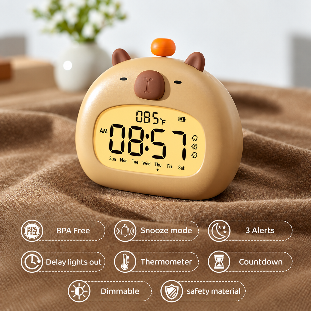 CappyClock – Bonito y multifuncional: despertador digital para niños con luz nocturna