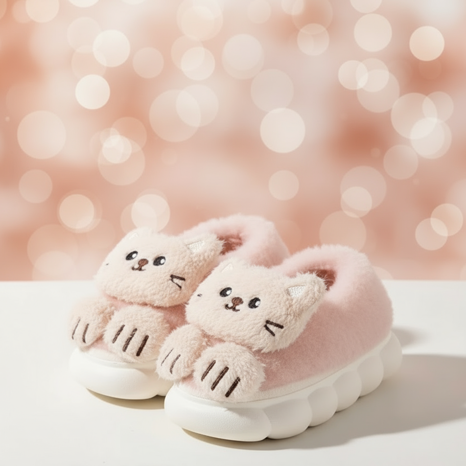 SnuggleKitty – Calidez y seguridad – Pantuflas de gato para niños