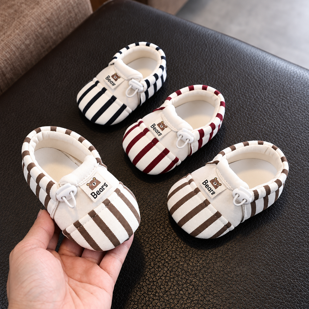 TinyToes – Suaves y cálidos: primeros zapatitos para bebé con diseño a rayas