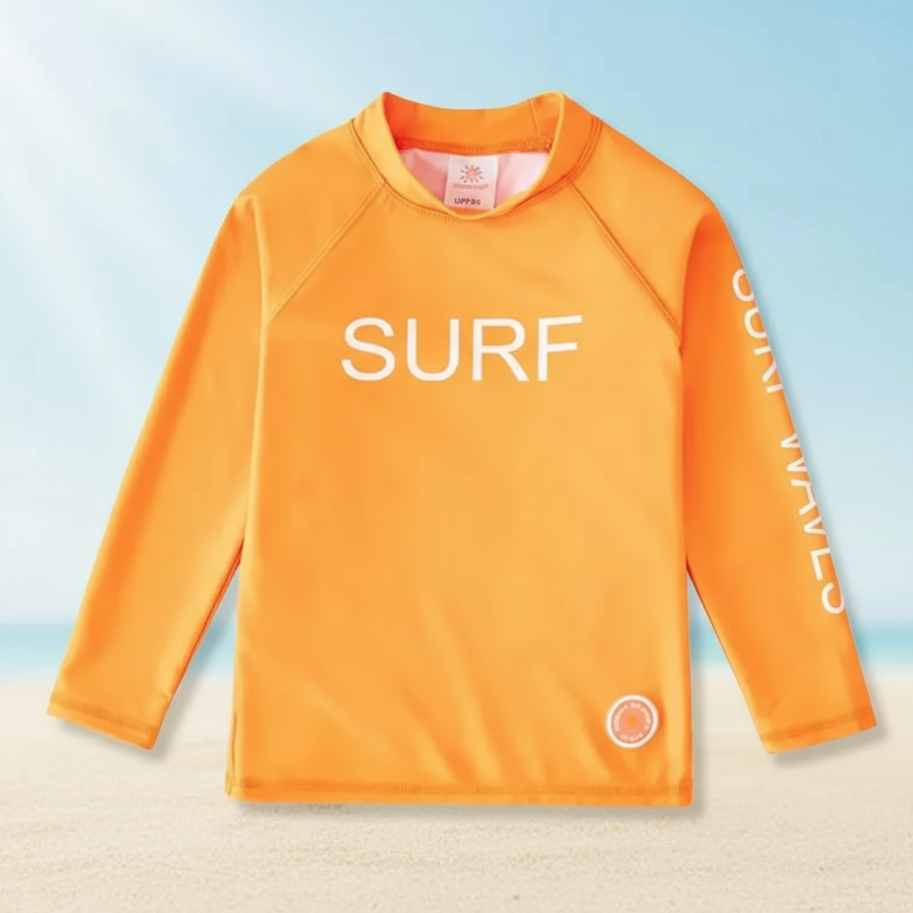 SunShield – Protectora y flexible: camiseta de surf para niños con manga larga y UPF 50+.