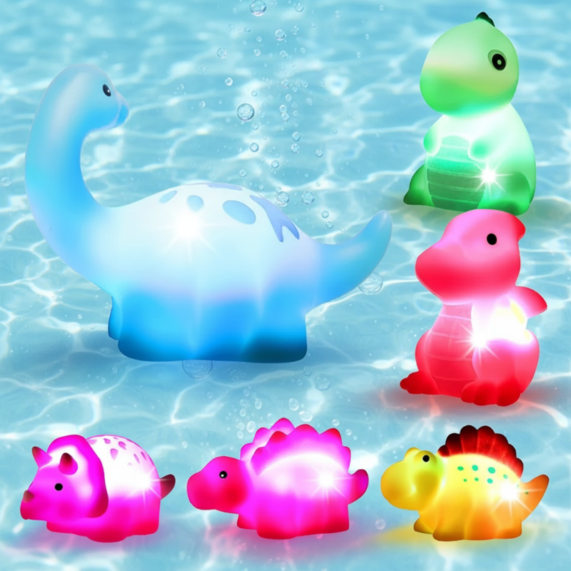 AquaGlow – Seguro y educativo – Set de juguetes luminosos para el baño