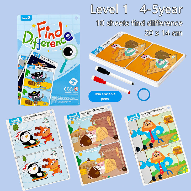 Spot the Difference Game – Concentración y aprendizaje – Juego de cartas