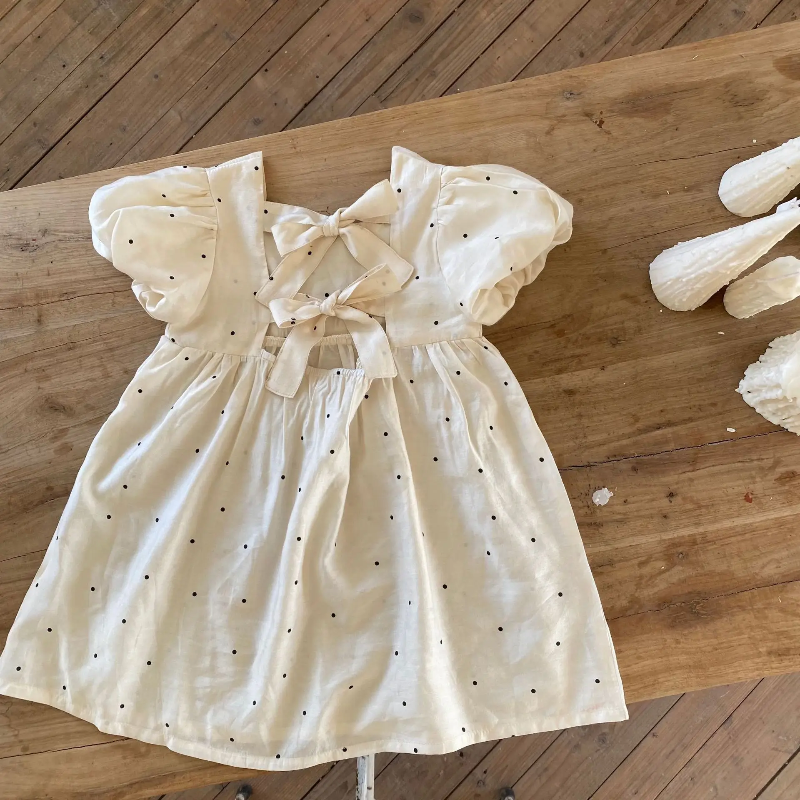 LittleTwinkle – Suave y cómoda – Vestido infantil con dos lazos