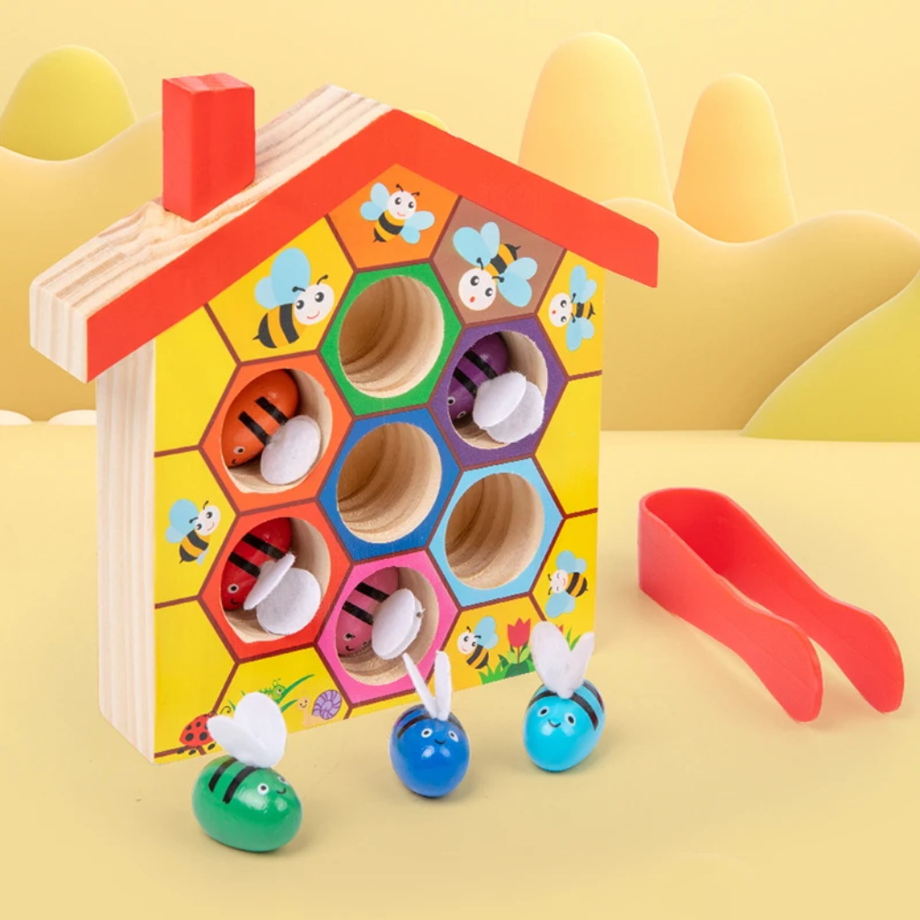 HoneyHive – Montessori & Educativo – Juego de clasificación de abejas de madera