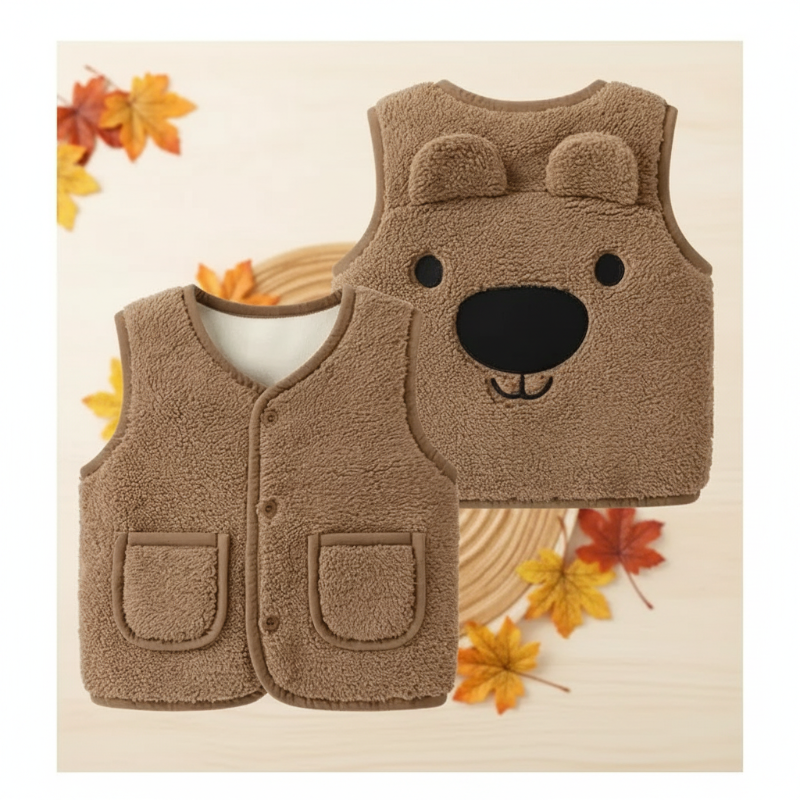 Baby Bear Fleece Vest – Cálido y suave – Chaleco infantil con ositos