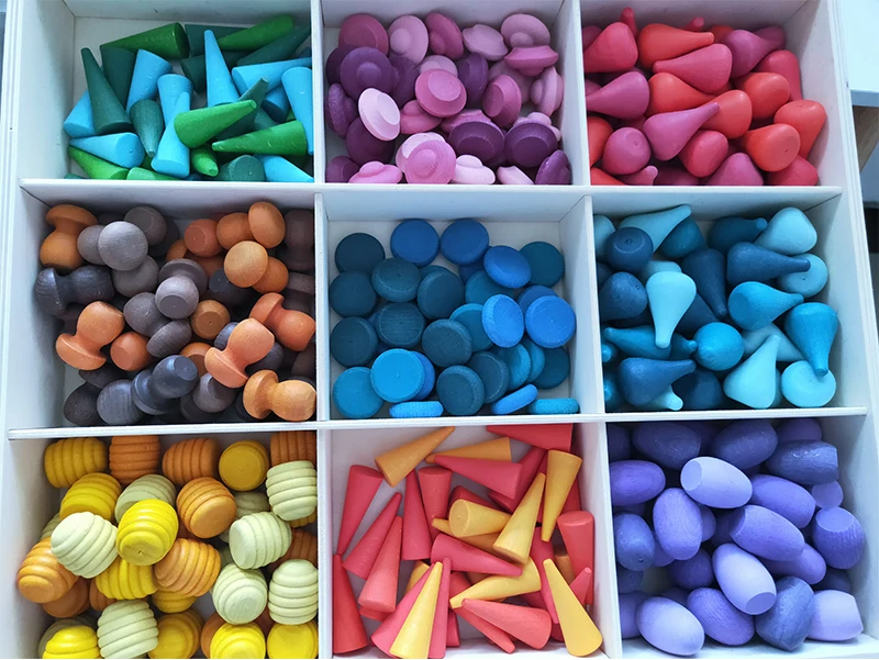 Rainbow Blocks™ – Diversión creativa coloreando – Juego de madera para colorear