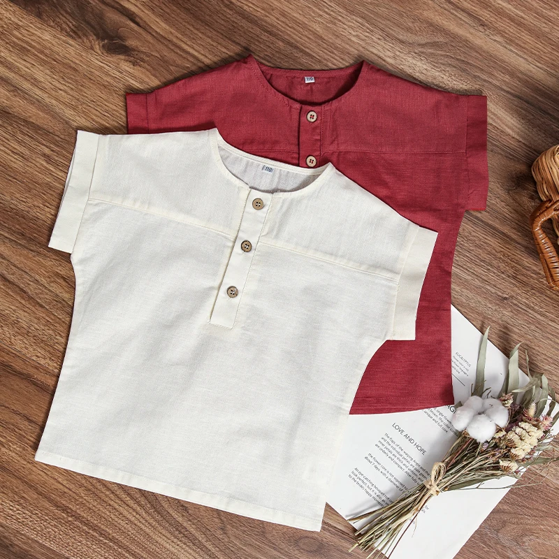 LittleClassic – Elegante y cómoda: camisa de lino para niño con detalle de botones