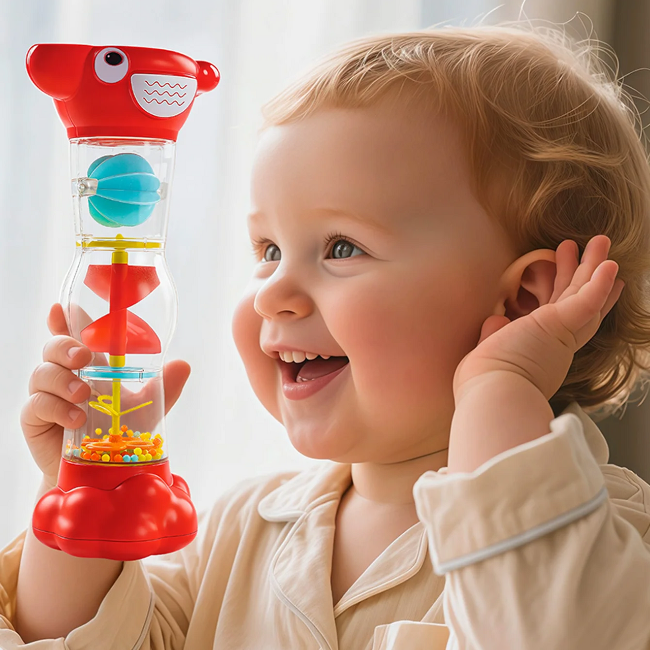 SensoryTube – Colorido y educativo: sonajero con tubo de lluvia sensorial