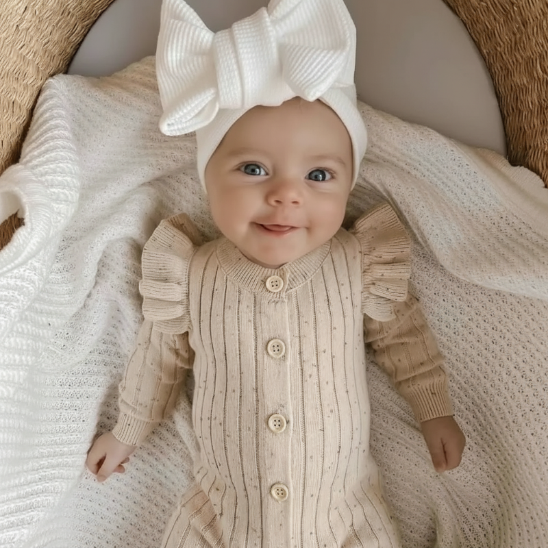 MiniAurora – Suave y elegante – Conjrito de punto para bebé con alas de ángel y diadema
