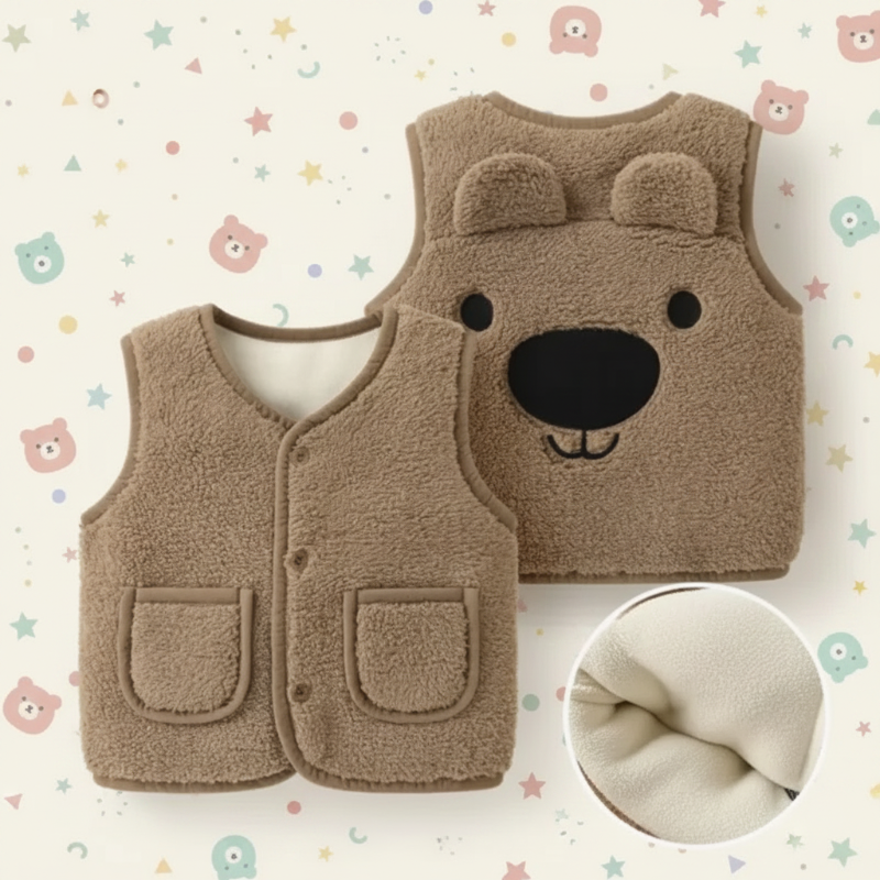 Baby Bear Fleece Vest – Cálido y suave – Chaleco infantil con ositos
