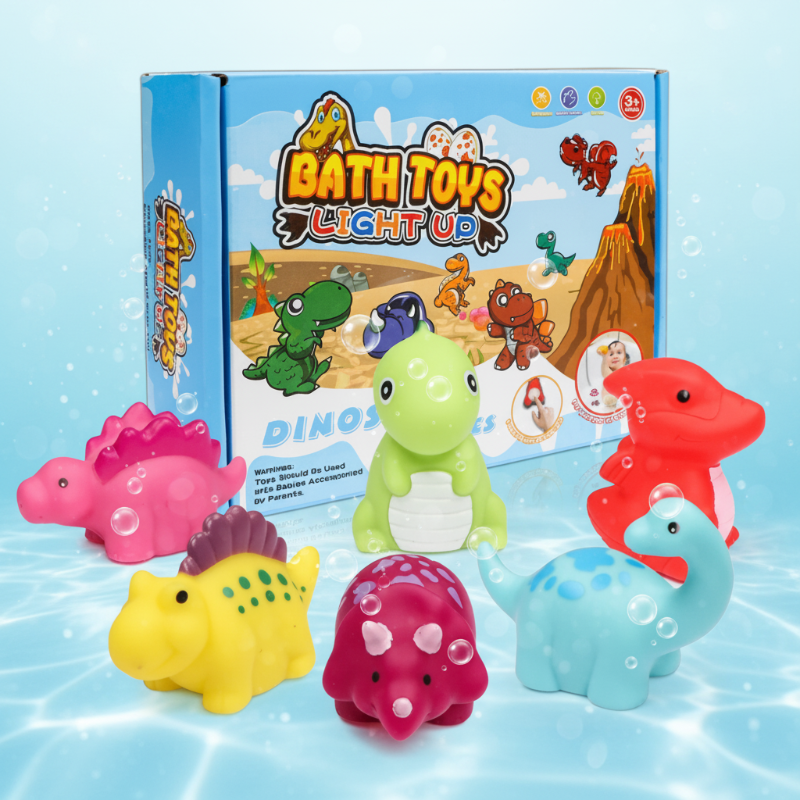 AquaGlow – Seguro y educativo – Set de juguetes luminosos para el baño