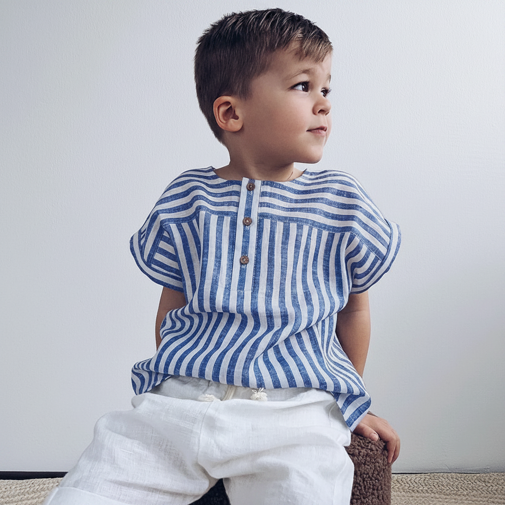LittleClassic – Elegante y cómoda: camisa de lino para niño con detalle de botones