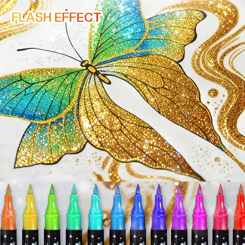 ArtShine – Colorido y brillante – Set de rotuladores de doble cara con purpurina y efectos luminosos