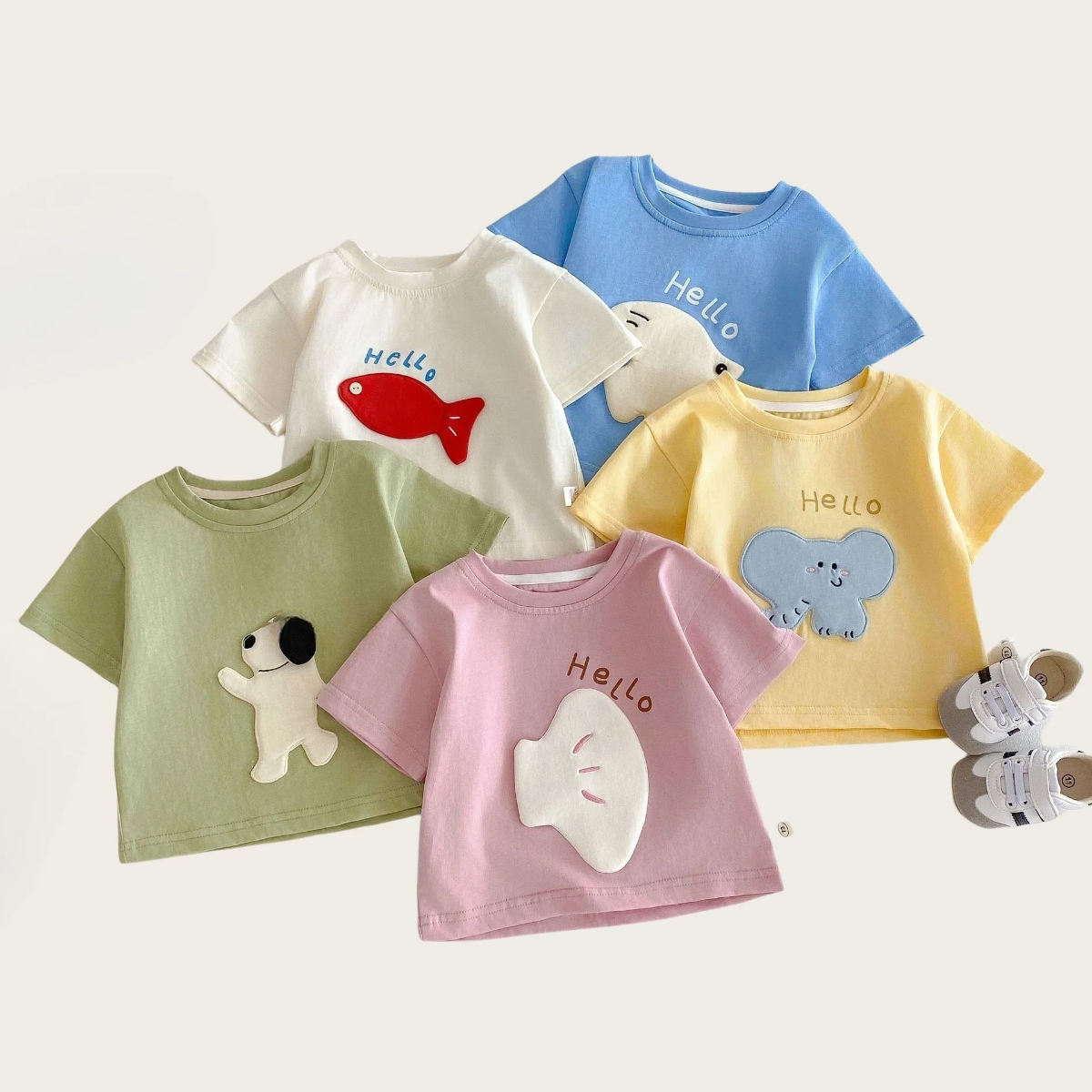 LittlePatch – Dibujos animados y diversión  – Camiseta infantil con parches de dibujos animados