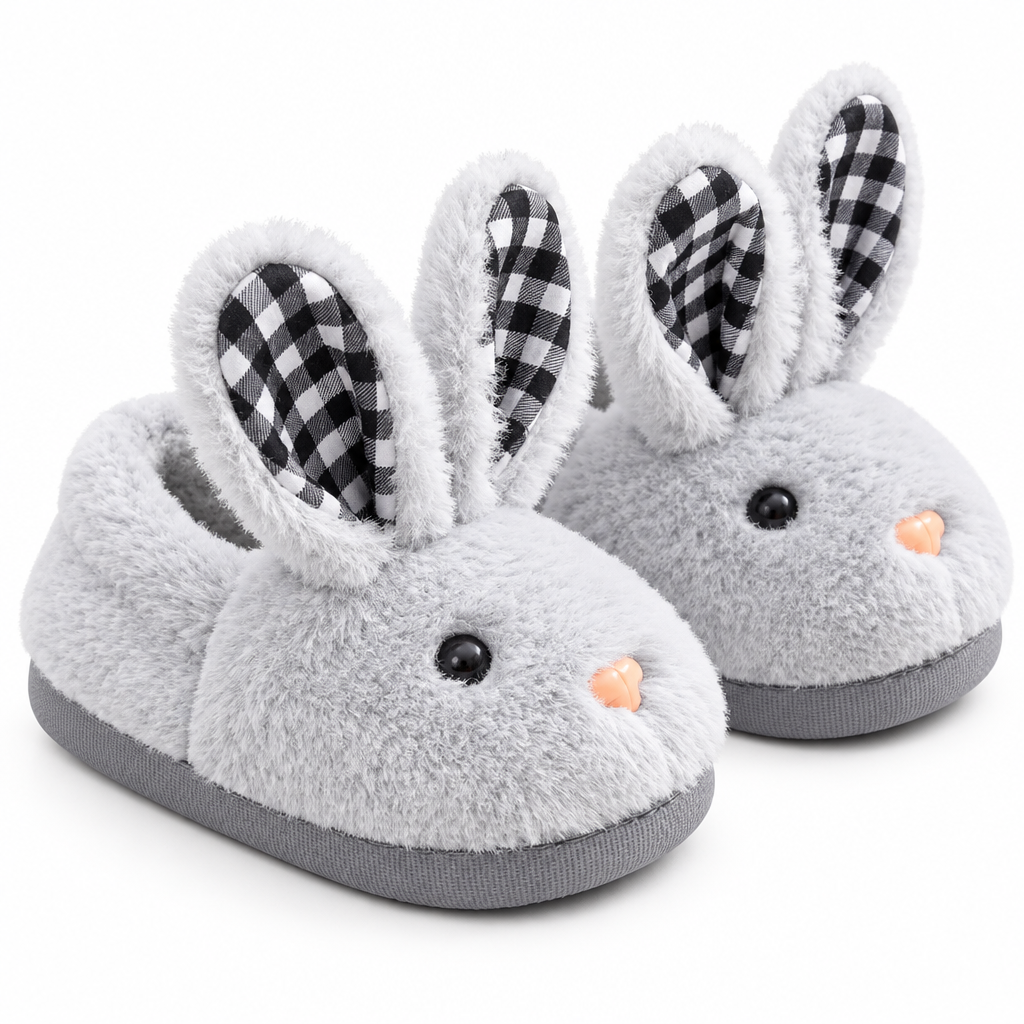 BunnyToes – Suaves y cálidas: zapatillas de peluche con forma de conejo