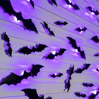 Thumbnail for SpookyGlow – Espeluznante y evocador: decoración de pared LED con murciélagos de Halloween