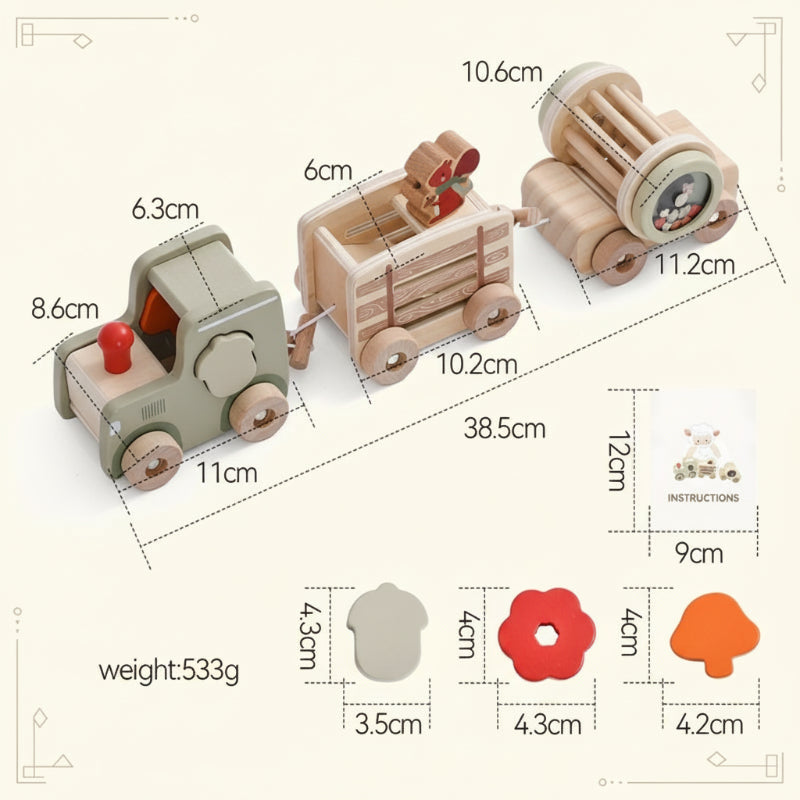 TrainCount –  Clásico y educativo: tren Montessori de madera