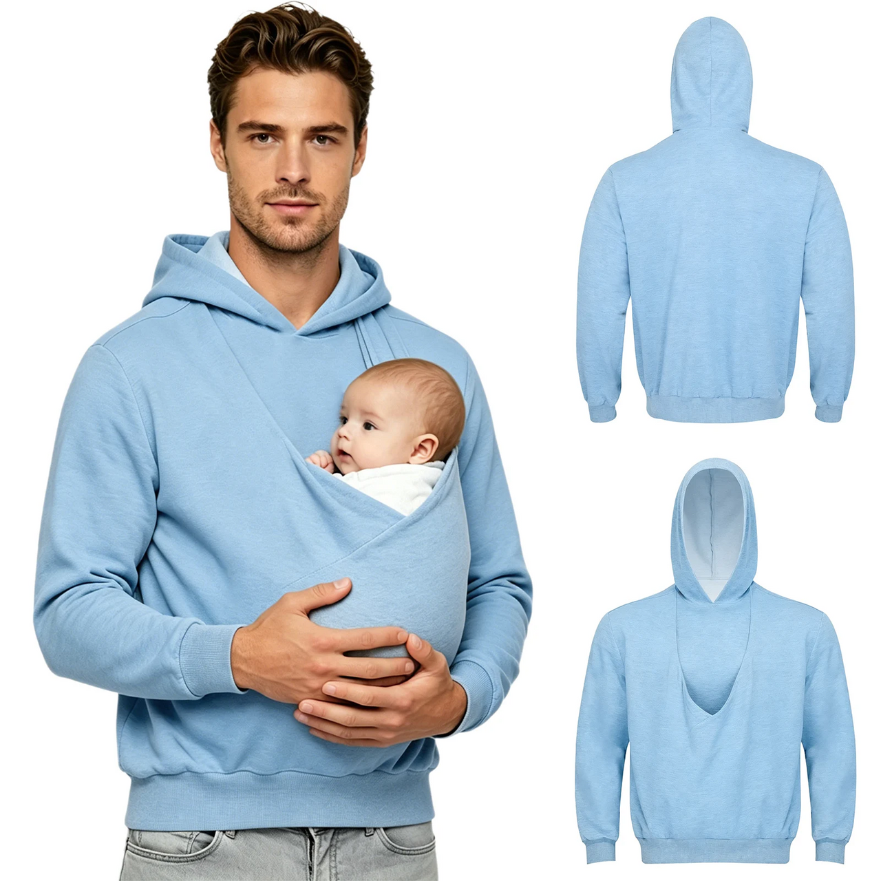 CuddleDad – Cómoda y práctica: sudadera con capucha para hombre con bolsillo tipo canguro
