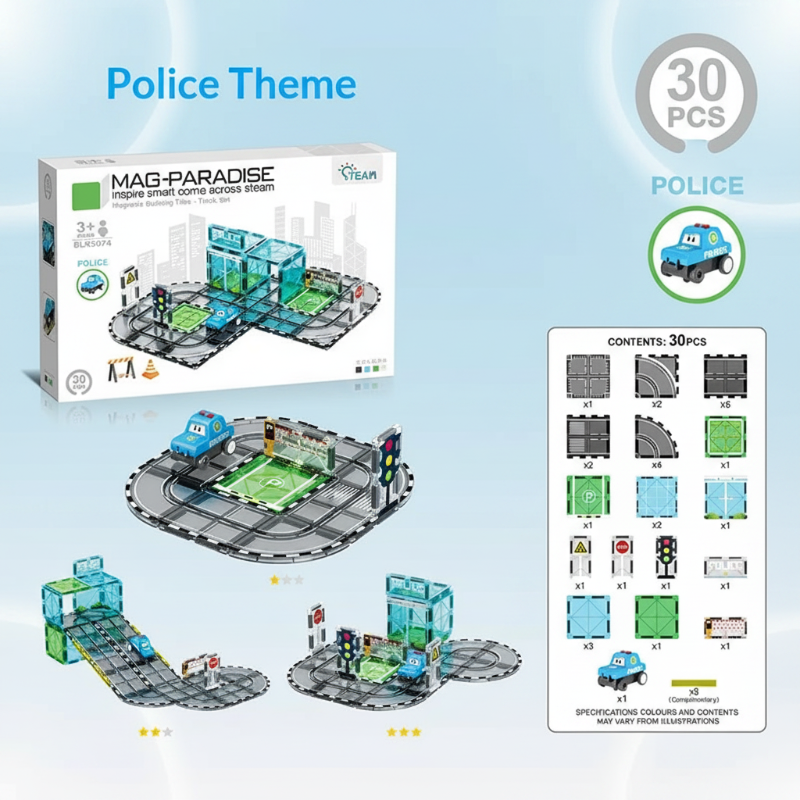 Magnetic Road Blocks – Creativo y educativo – Kit de construcción «Caminos magnéticos»