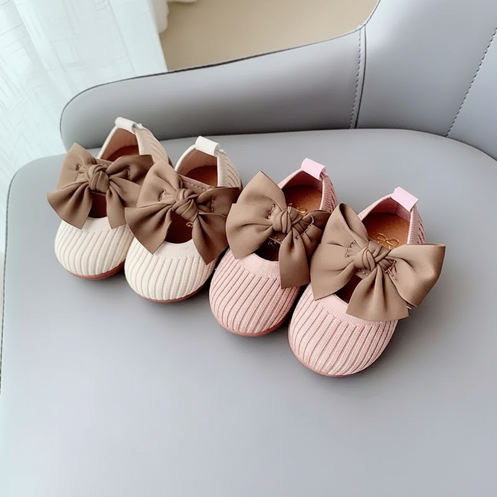 SweetBow – Tierno y práctico: zapatitos de punto para bebé con lazo de mariposa