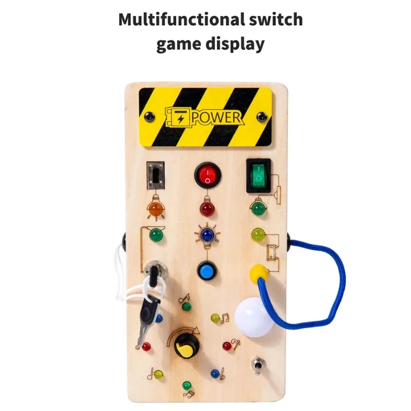 TinyTech – Tablero de actividades de madera con luces e interruptores – Juguete educativo