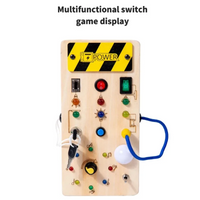 Thumbnail for TinyTech – Tablero de actividades de madera con luces e interruptores – Juguete educativo