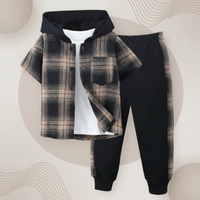 Thumbnail for Boys Checkered Outfit – Moderno y cómodo: conjunto de ropa infantil a cuadros