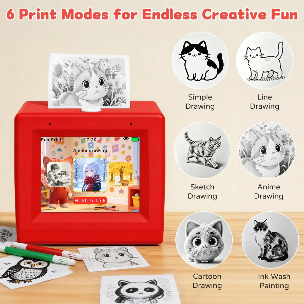 StickerMagic – Educativo y creativo: impresora de pegatinas con IA para niños