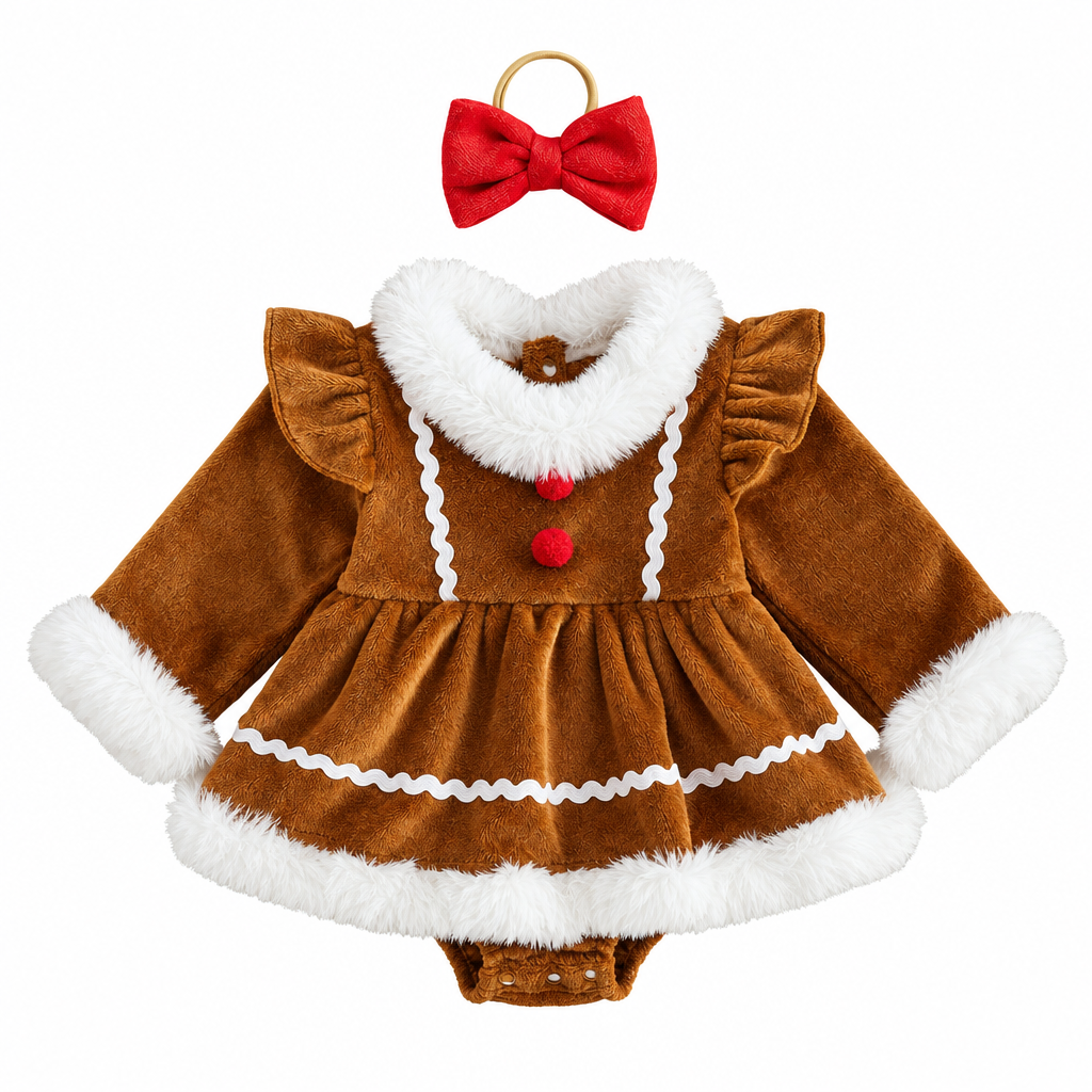 LittleGinger – Cálido y festivo – Mono navideño para bebé con diadema