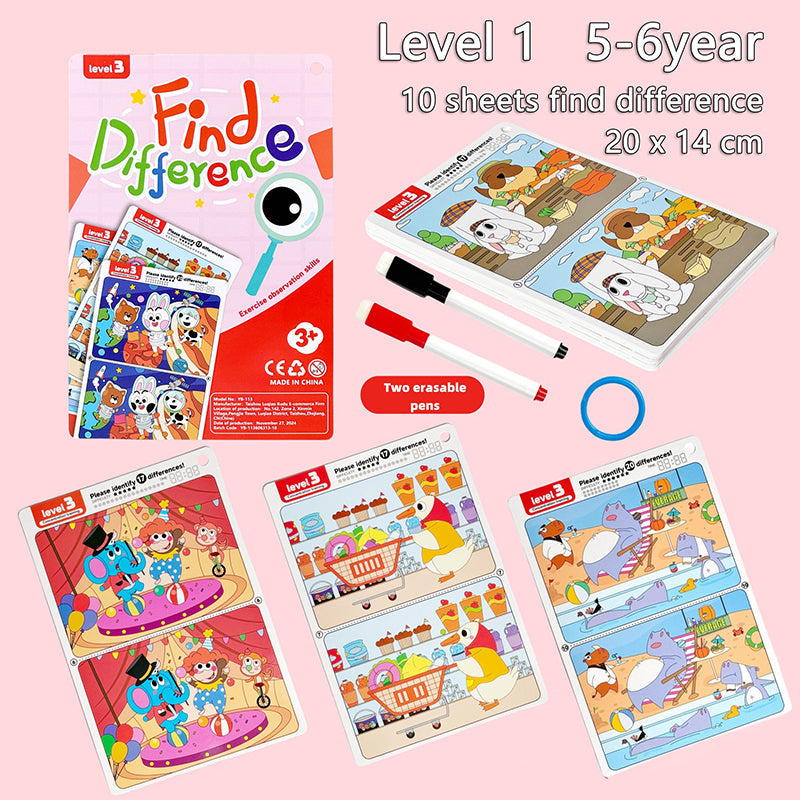 Spot the Difference Game – Concentración y aprendizaje – Juego de cartas