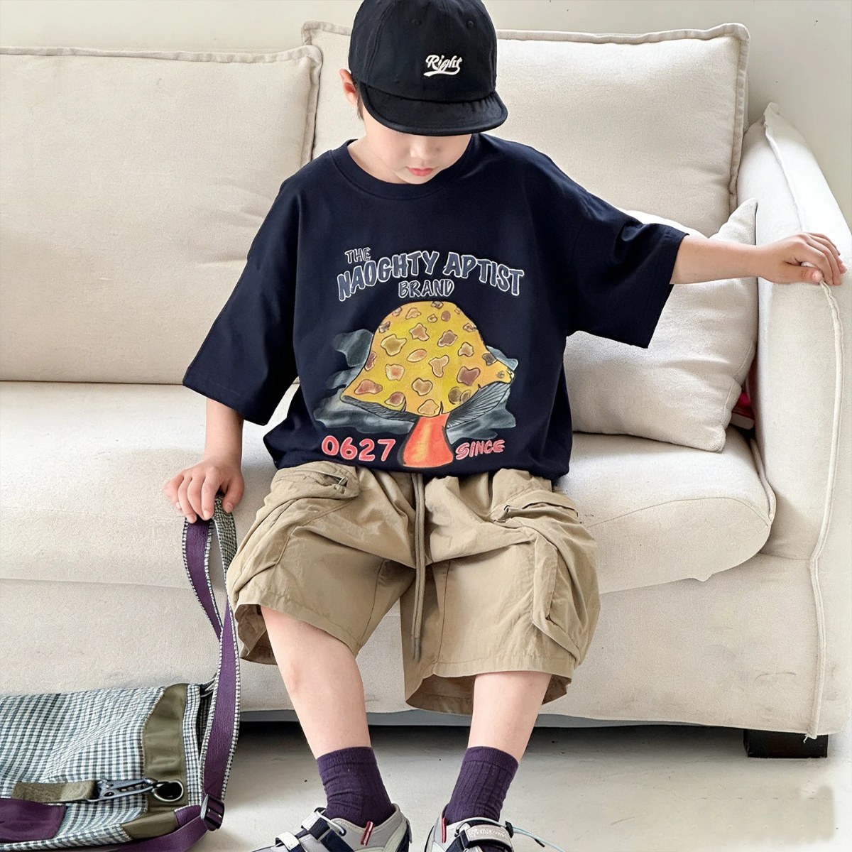 MushroomPlay – Ropa informal y urbana – Camiseta oversize con estampado de setas