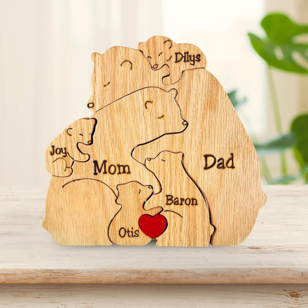 Family Puzzle™ – Regalo personalizado para el Día de la Madre con una familia de ositos