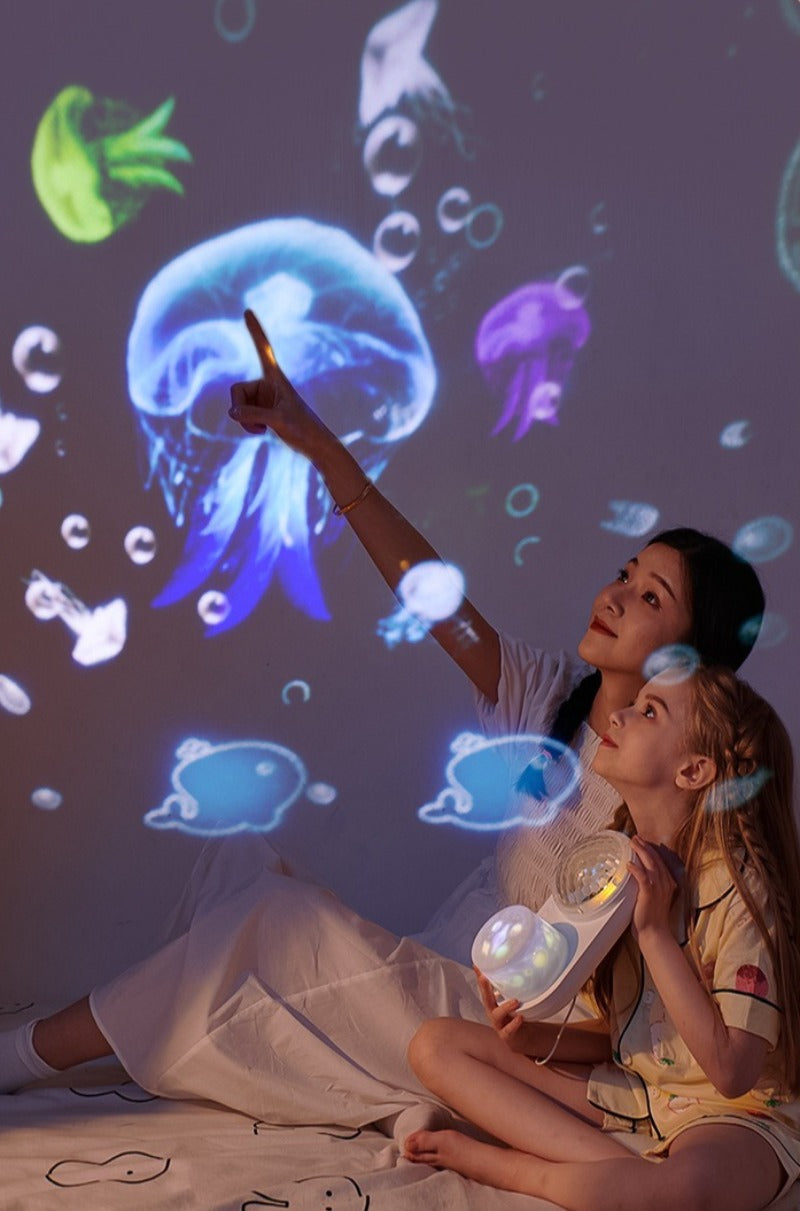 OceanGlow – Relajante y mágico: lámpara nocturna con proyección de cielo estrellado