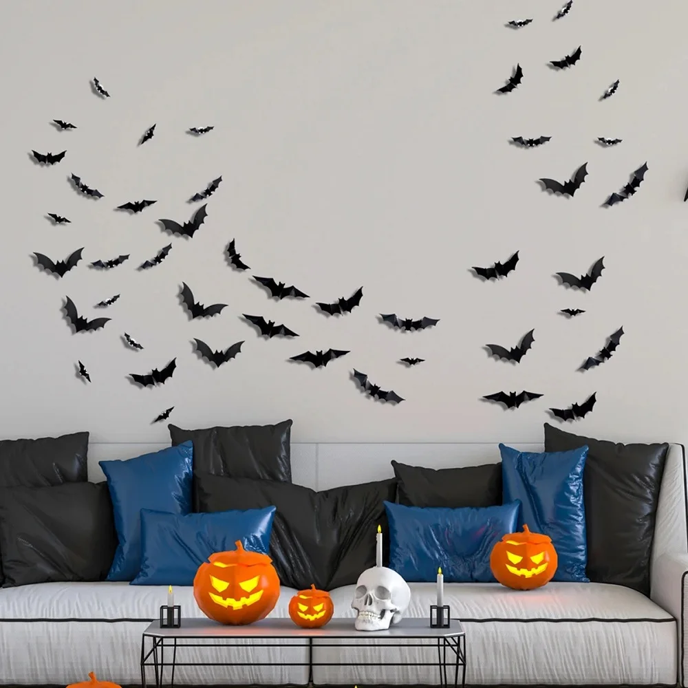 SpookyGlow – Espeluznante y evocador: decoración de pared LED con murciélagos de Halloween