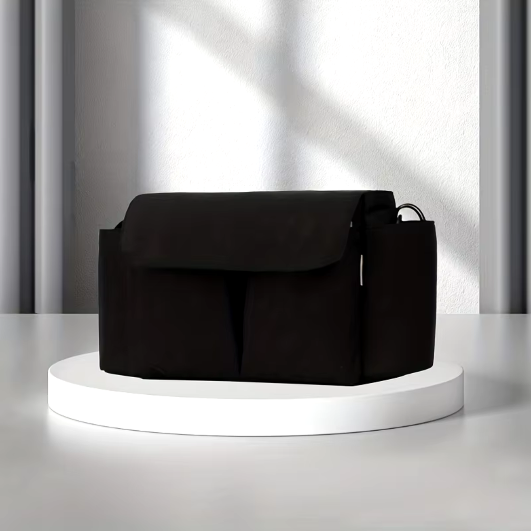 ToddlerOrganizer – Repelente al agua y espacioso: organizador para cochecitos con portabotellas
