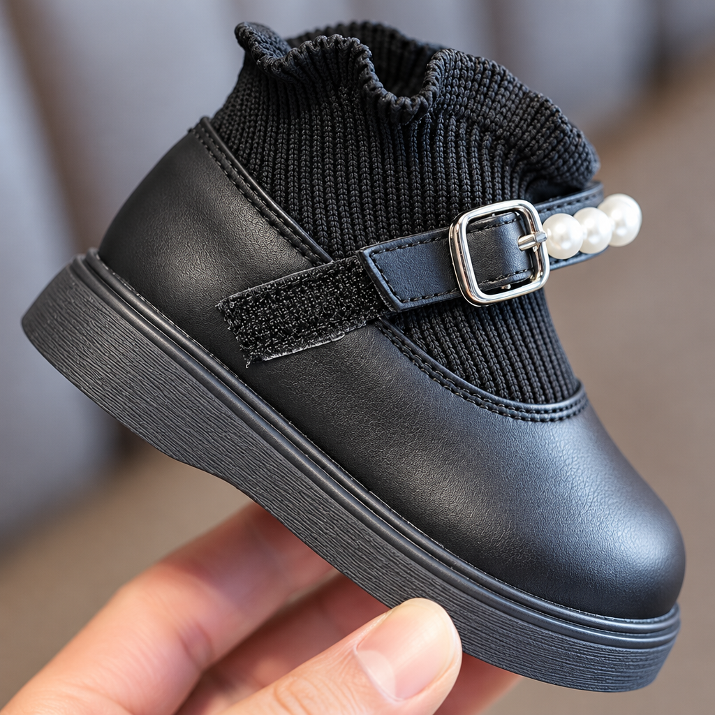 PearlCharm – Elegante y adorable – Botines infantiles con detalles de perlas