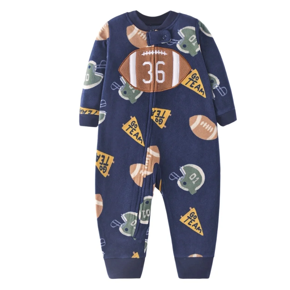 WarmBuddy – Bonito y suave: mono de bebé de forro polar con estampado de dibujos animados
