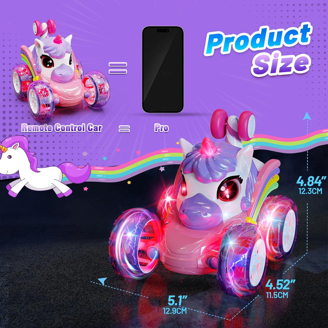 GlowRide – Colorido y activo: coche RC Unicornio